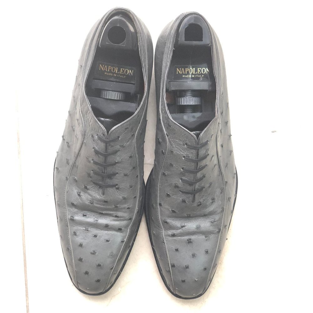 Color Grey Ostrich Skin Men's shoes size 10